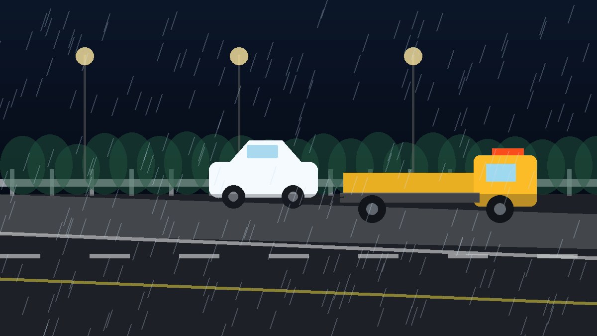 衡阳暴雨夜拖车救援现场图